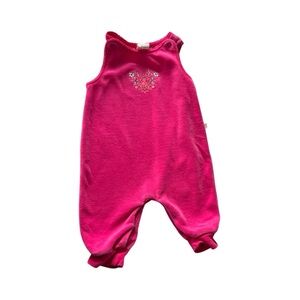 Vintage Oshkosh Baby Pink Velour Knit Baby Romper One Piece Size Medium 3/6